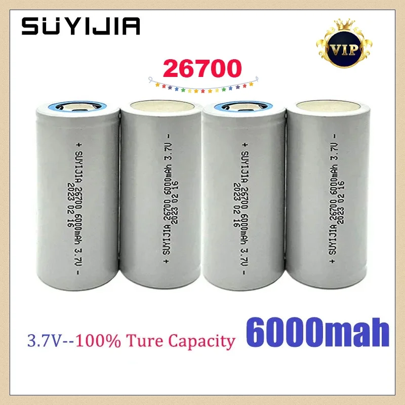 26700 Li-ion Rechargeable Battery 3.7 V6000mAh Power Electric Vehicle Tricycle Energy Storage Flashlight Head Lighting Backup