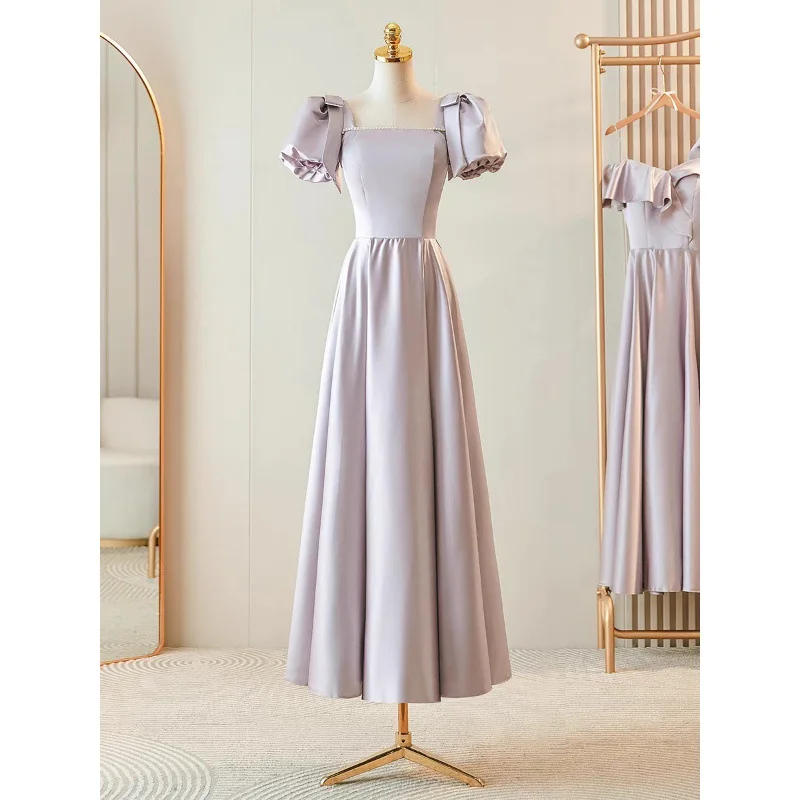 Purple Bridesmaid Dress 2026 New Graduation Niche High-end Satin Evening Dress Long Skirt Can Be Worn on A Customized Basis view 2