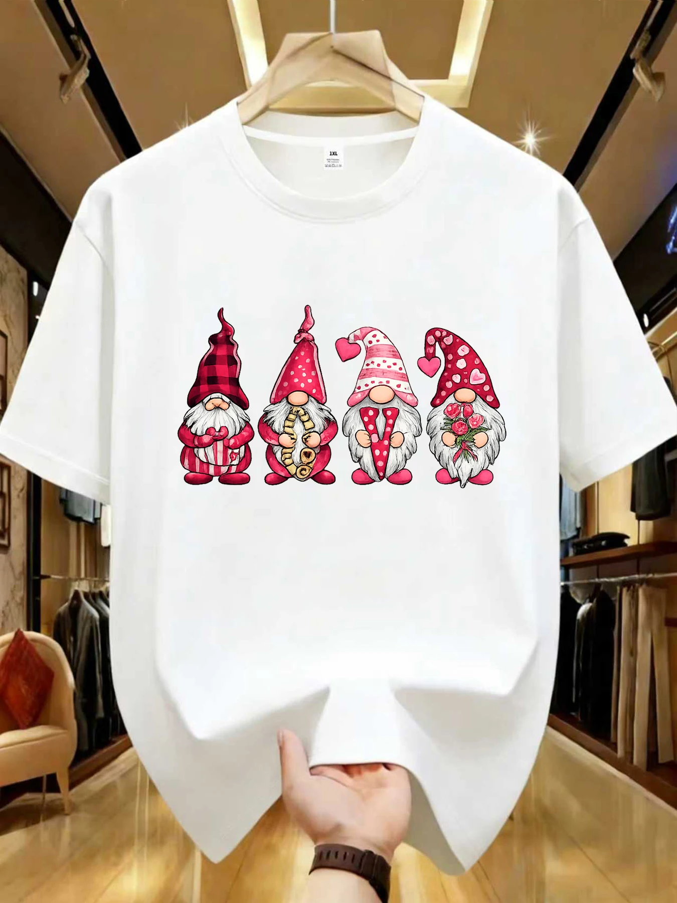 

【WDS0179】Santa Claus pattern print plus size women's round neck T-shirt summer casual short sleeved street fashion versatile