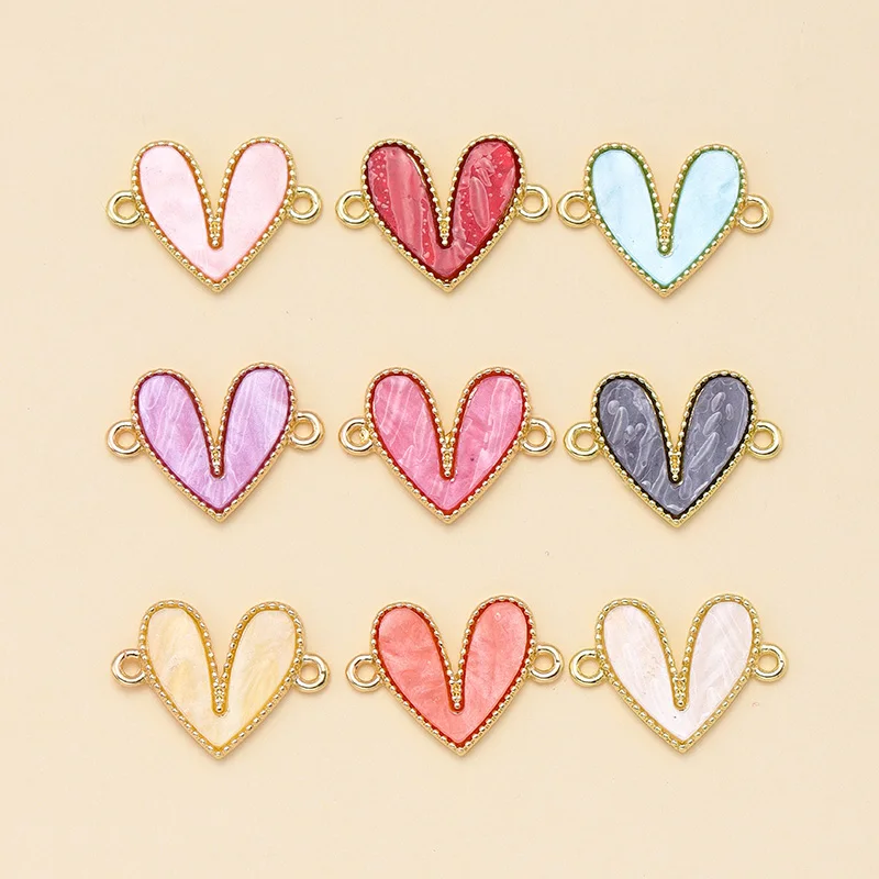 

20Pcs Fashion Multicolor Heart Charms Alloy Pendant for DIY Jewelry Making Love Connector Bracelet Necklace Accessories Wholesal