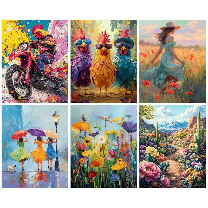 CHENISTORY Diy Painting By Numbers For Adults Kits Landscape Abstract Wall Art Picture Drawing Coloring By Numbers Living Room D