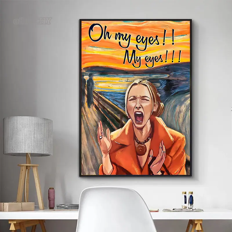 TV Show Friends Phoebe Buffay Oh My Eyes Funny Poster Prints Canvas Painting Scream Portrait Funny Wall Art Picture Home Decor