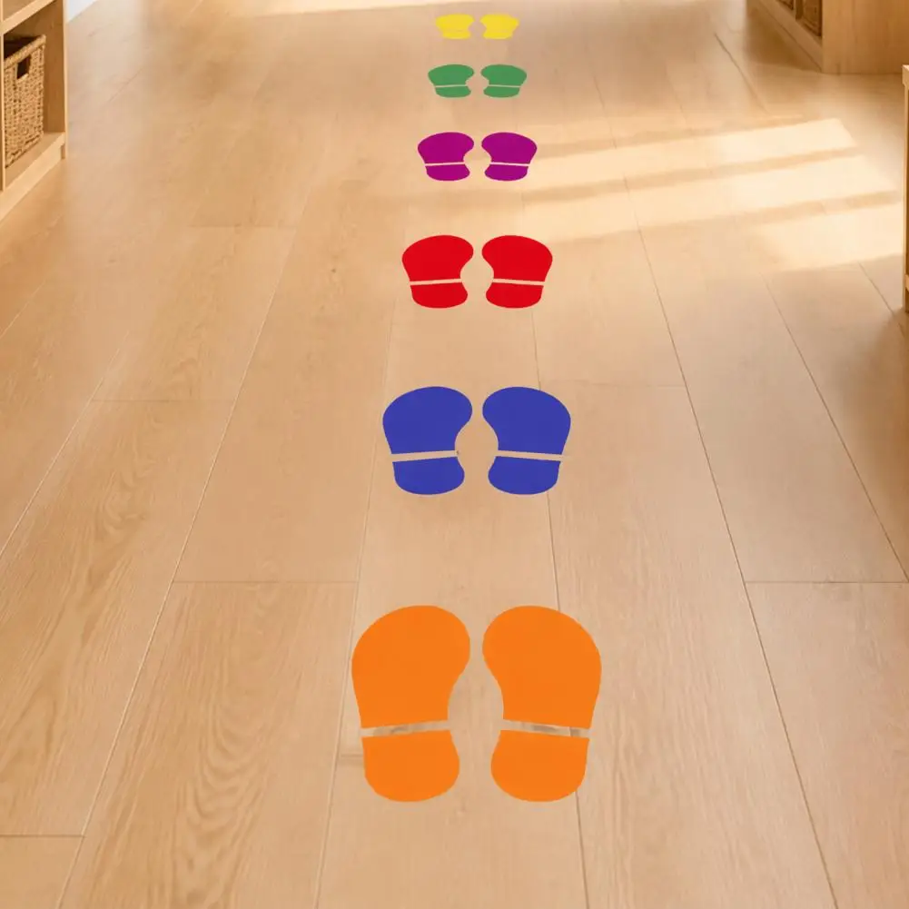 Non-slip Classroom Floor Guides 4 Sheets 8 Pairs Kids Shoes Decals Colorful Footprint Floor Stickers for Classroom for Kids
