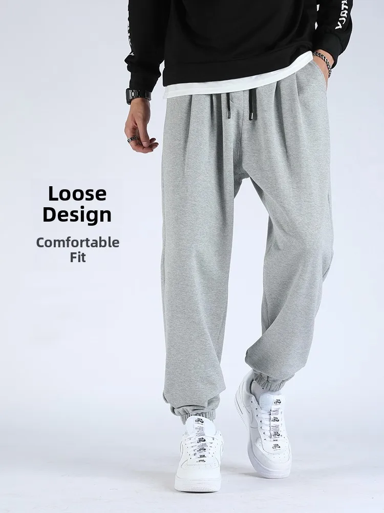 Pantalones deportivos informales para hombre, tendencia de primavera y verano, pantalones largos holgados y cómodos para parejas, pantalones de talla grande con puños para personas gorditas, delgados