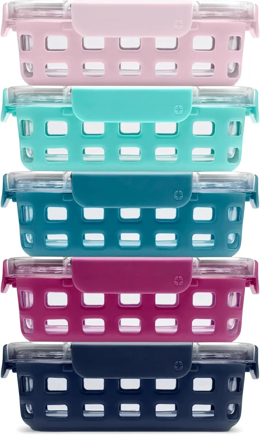 

Набор из 10 стеклянных контейнеров для еды с силиконовыми чехлами и герметичными крышками, пригодных для мытья в посудомоечной машине, микроволновой печи и морозильной камеры