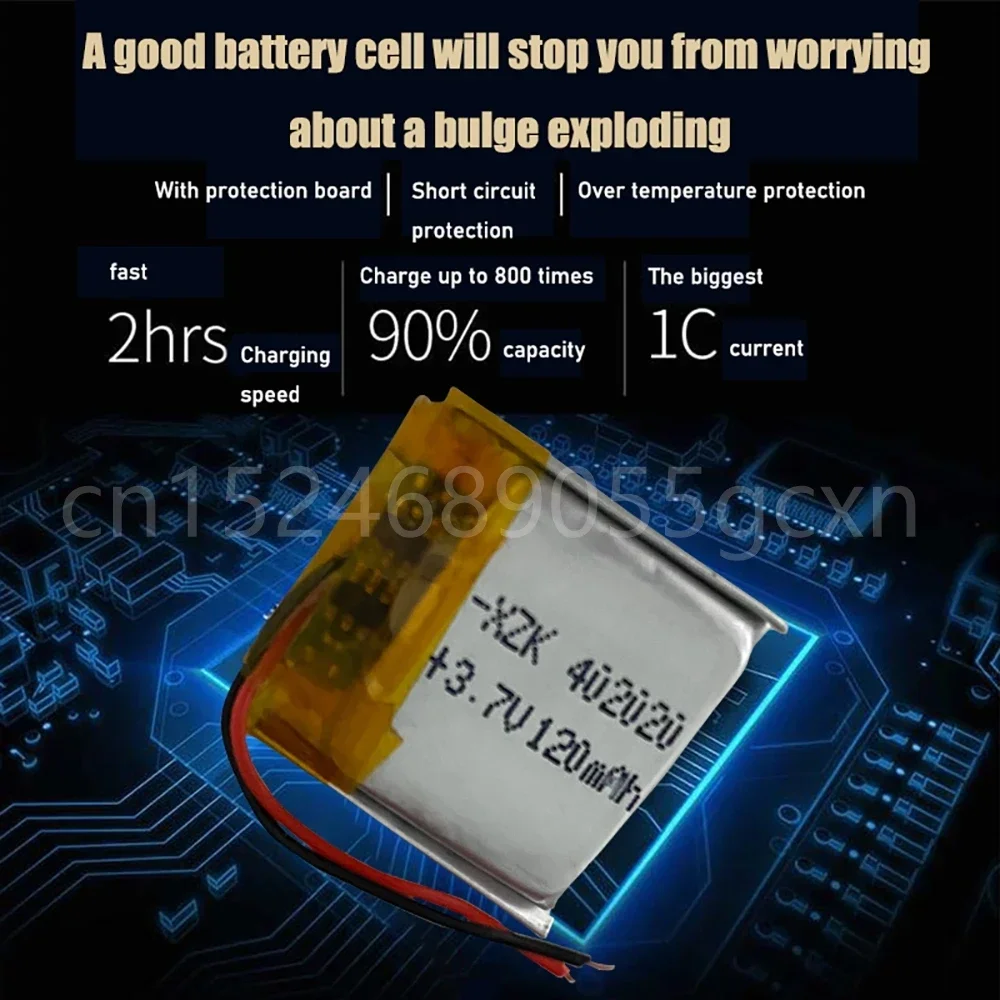 Batterie aste en lithium polymère, 402020 V, 3.7 mAh, pour MP3, MP4, MP5, casque Bluetooth, bracelet intelligent, 120