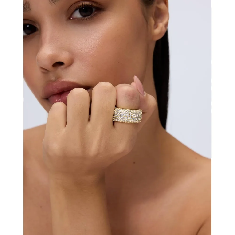 14K Gold Plated Pave Smart Ring Cover for Gen 4 Fitness Trackers - view 2