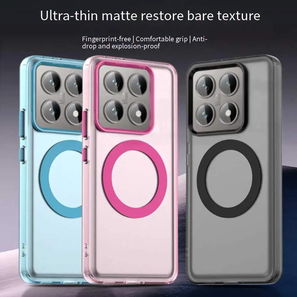 حافظة هاتف Magsafe غير لامعة لهاتف Xiaomi MI 14T 14T Pro حافظة حماية مغناطيسية شحن لاسلكي غطاء خلفي مقاوم للصدمات