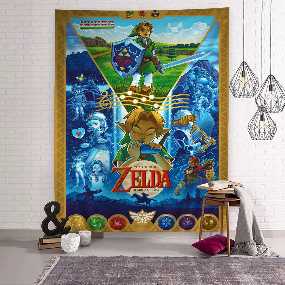 Z-Zeldas Link Legend Video Game Chart Tapestry for Living Room Home Dorm Decor Art Home Decor