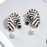 Fashion Trend Metal Earrings Statement Zebra Animal Drop earrings Women's Jewelry Accessories Wholesale