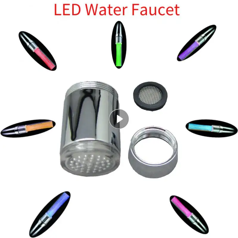 LED Faucet Temperature Sensitive 7-Color Light-up Kitchen Bathroom Glow Water Saving Faucet Aerator Tap Nozzle Shower Faucets