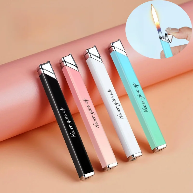 New Mini Fashion Gradient Color Inflatable Lighter Metal Portable Butane Outdoor Lighter Cigarette Accessories Smoking Gifts