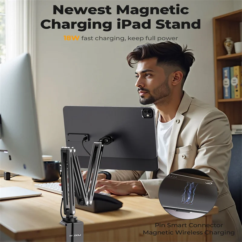 KUXIU X38Pro Max Magnetyczna ładowarka bezprzewodowa do iPada Pro 11/13 w M4, do iPada Air 11/13 M2, iPada Pro 11/12,9 cala Stojak na tablet — zdjęcie produktu 3