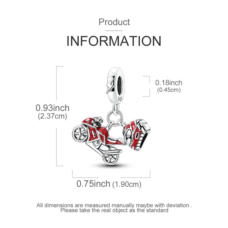Original Charms 925 Silver Cool Red Motorcycle Racer Pendants Fit Charms Plata 925 Bracelets For Women Jewelry Making Fine Gifts