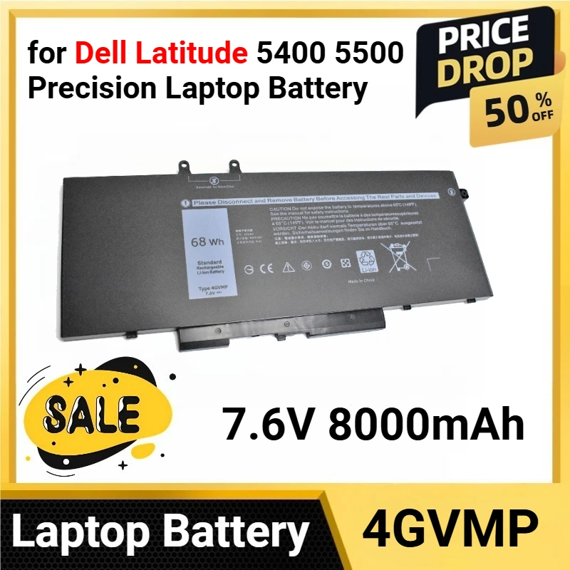 4GVMP 7.6 فولت 8000 مللي أمبير لبطارية الكمبيوتر المحمول Dell Latitude 5400 5500 الدقيقة 3540 بطارية بديلة للكمبيوتر المحمول #1