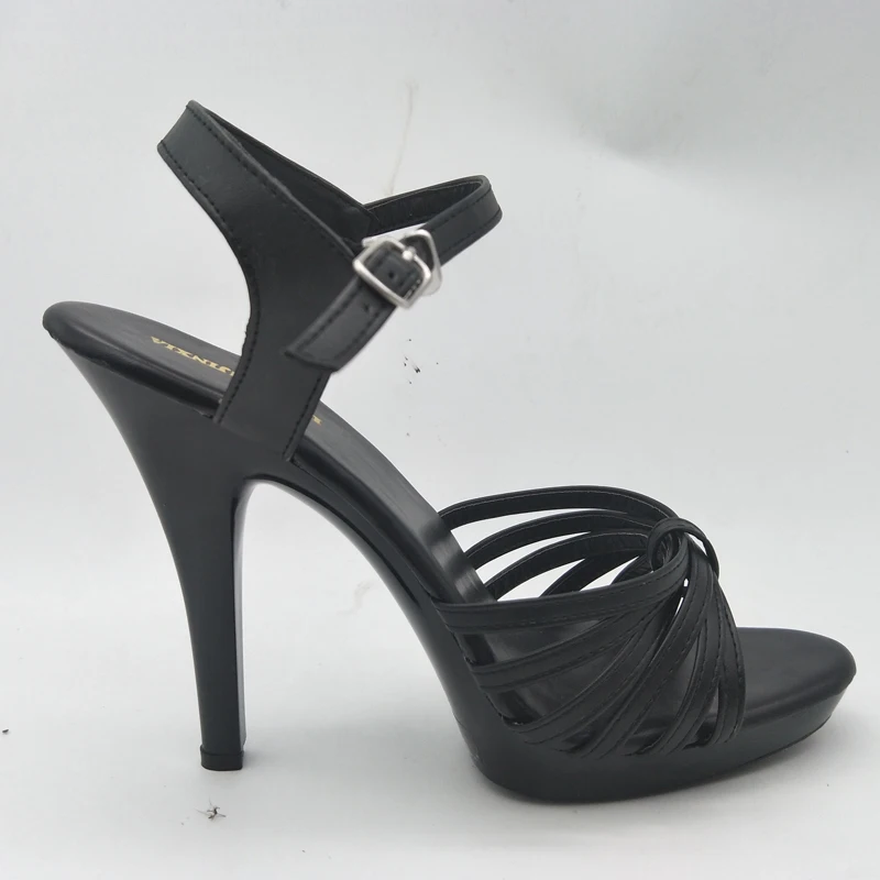 

New Stiletto With Platform women fashion shoes 13cm High-heeled shoes black pu Dance Shoes motorcycle sandals