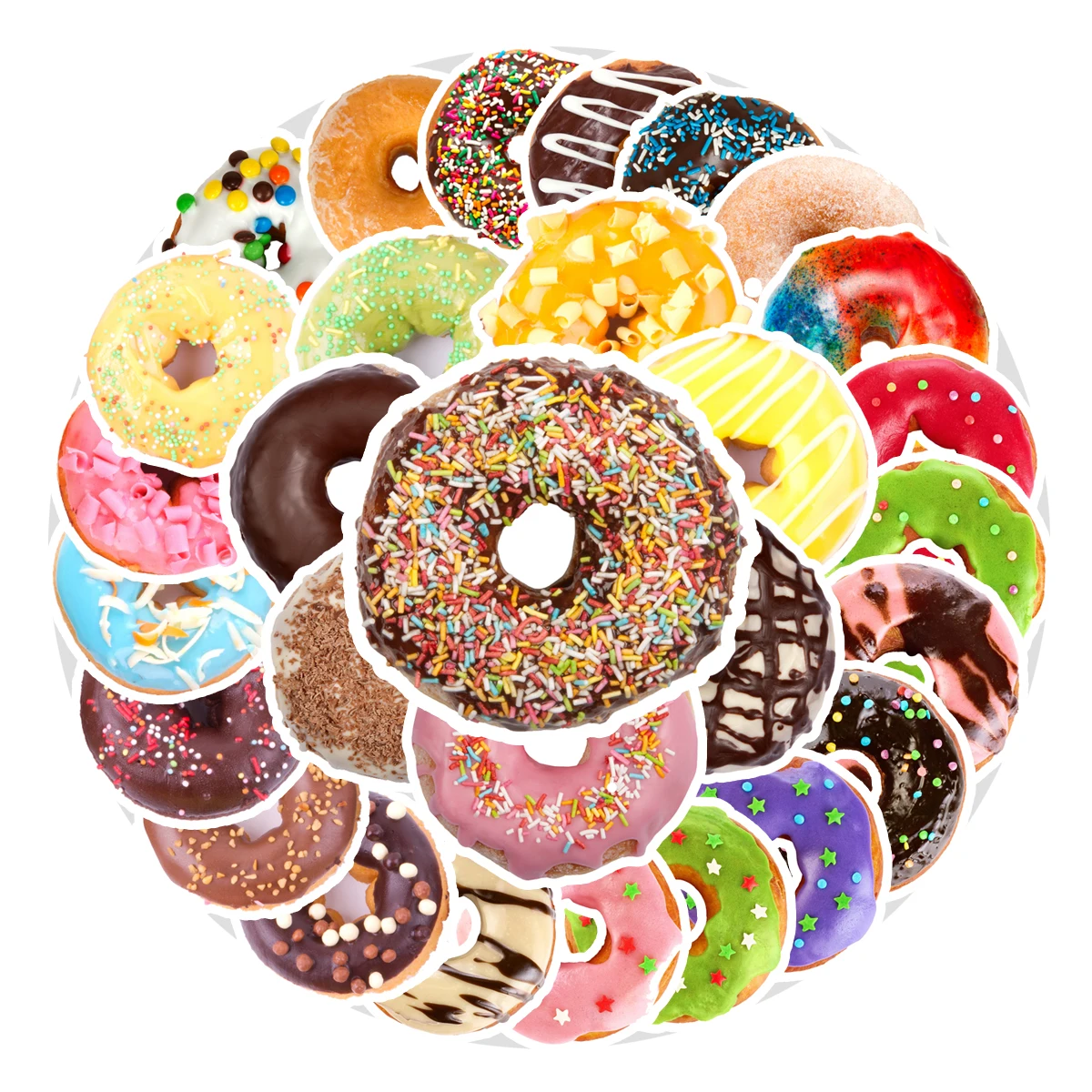 52pcs donut stickers realistic style notebook water food decoration thermos cup notebook sweets decals