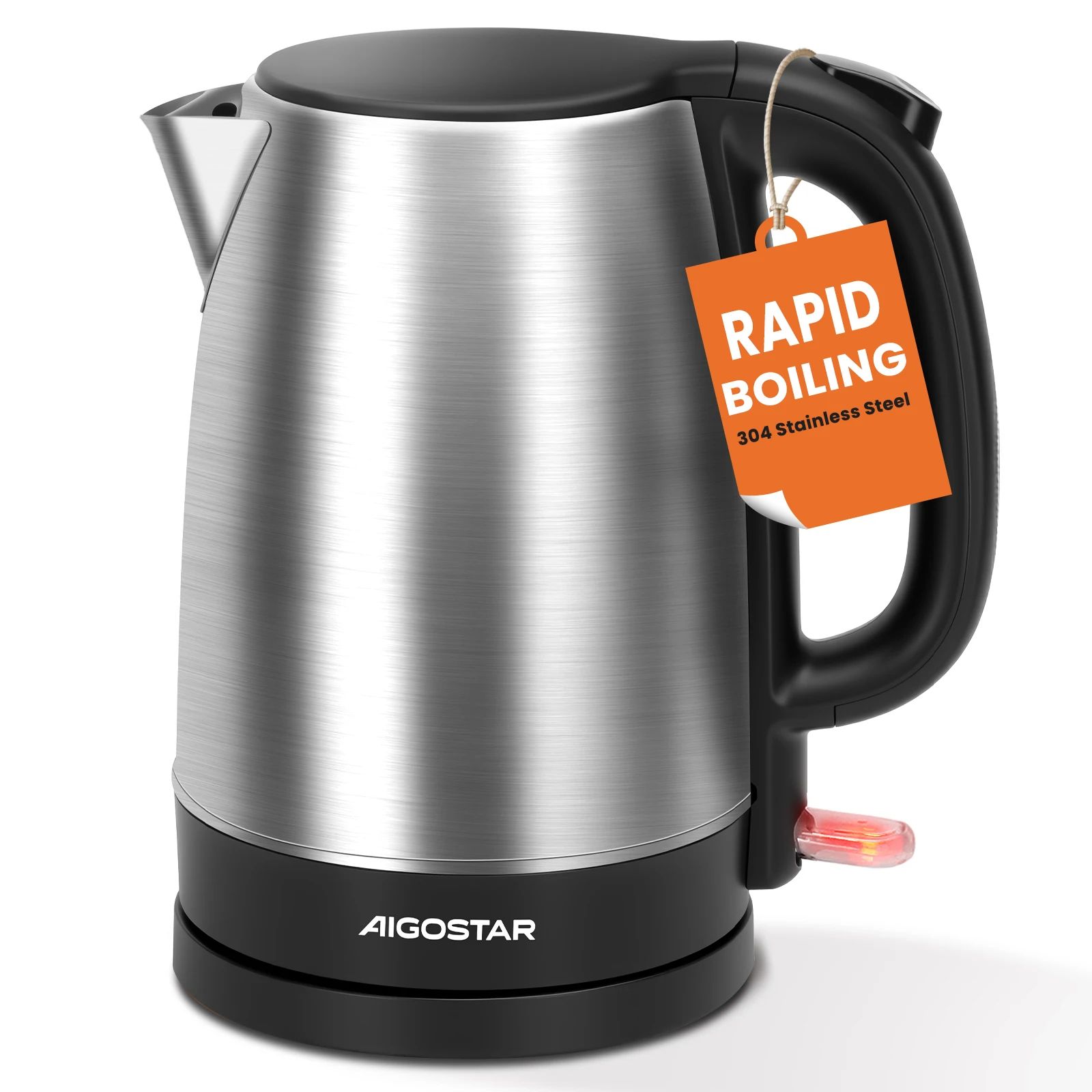 Aigostar Milo-Petite bouilloire électrique, bouilloire en acier inoxydable de 2200W, bouilloire électrique de 1,7 litres, protection contre les brûlures et les brûlures