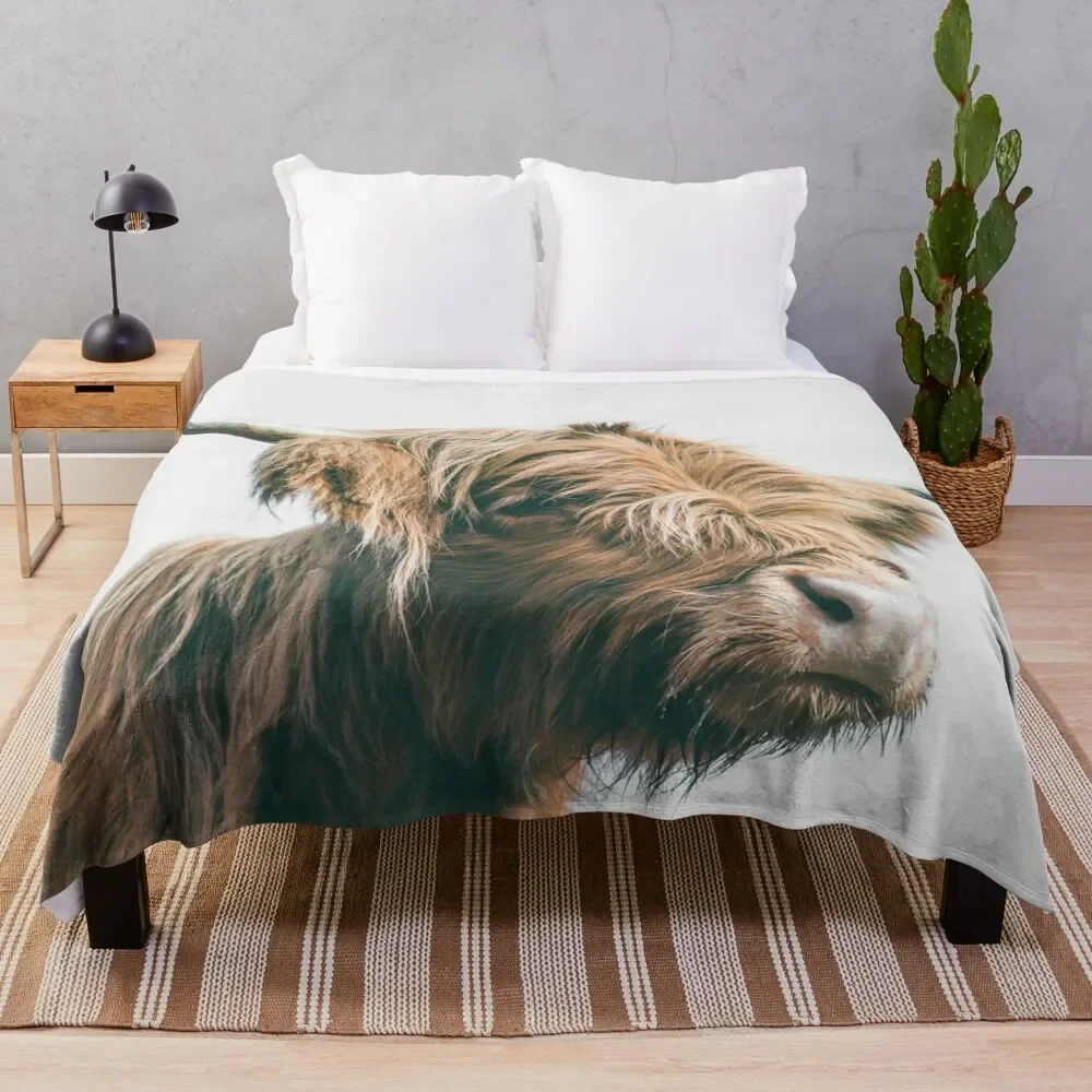 Majestic Highland cow portrait Throw Blanket decorative Luxury Brand Blankets