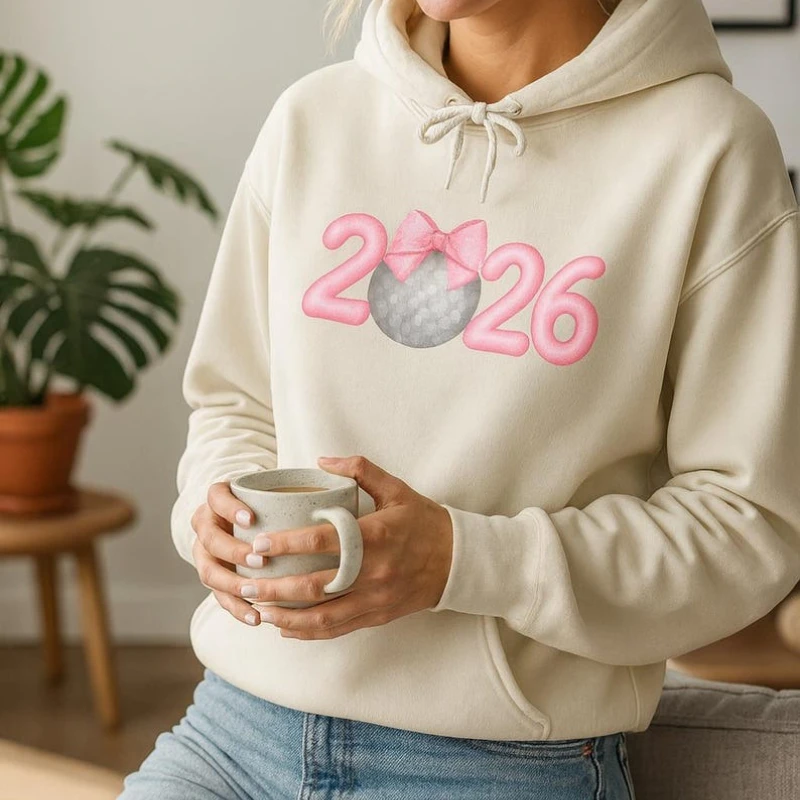 مرحبا 2026 تصميم سنة جديدة سعيدة مطابقة هوديس ملابس التخرج الخريف والشتاء البلوز طويلة الأكمام الدفء البلوز #2