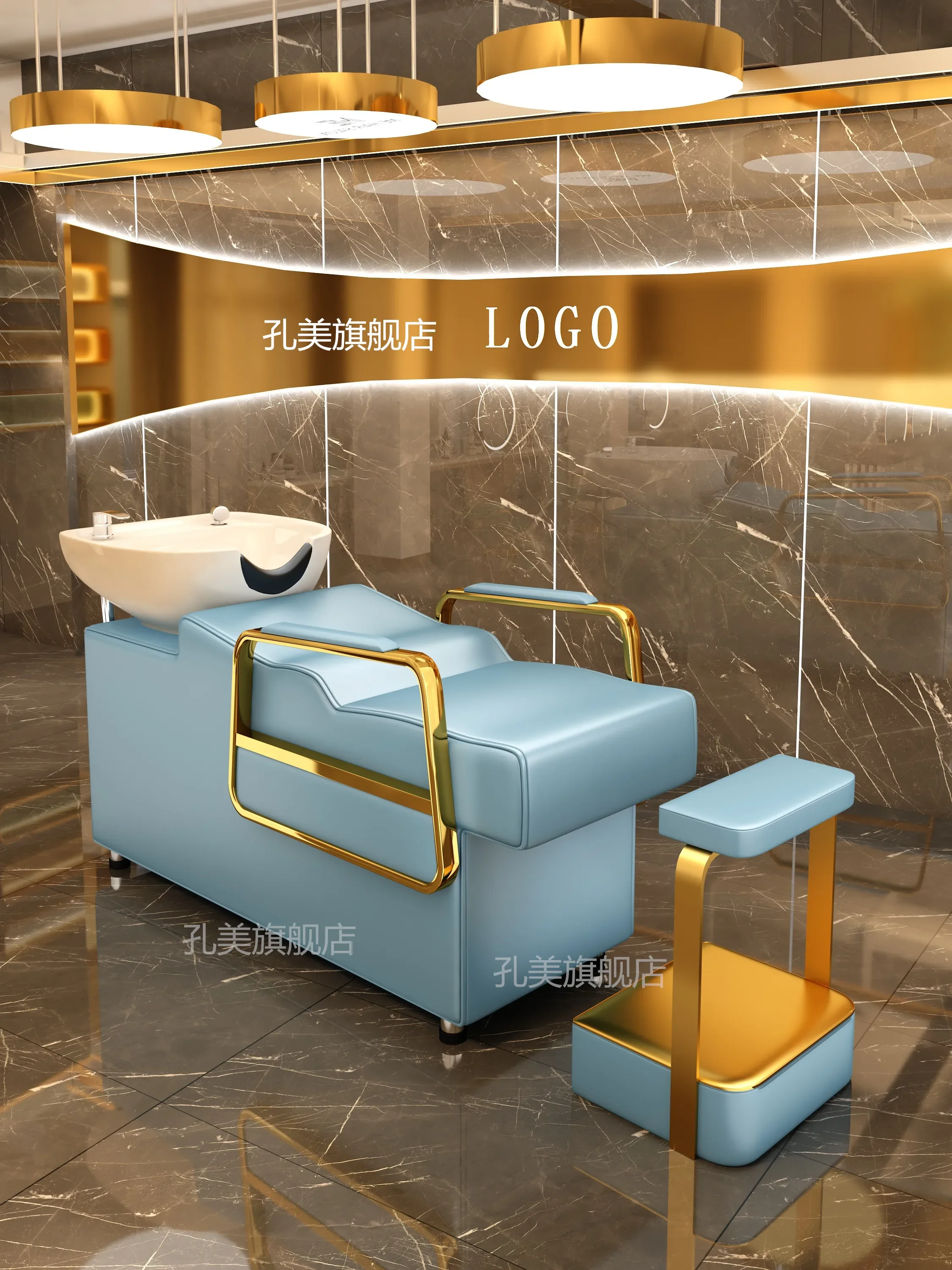 

Shampoo Chair Hair Dedicated Lying Half Bed Hair Flush Head Bed Ceramic Basin High-End massage table