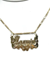 Zciti Personalized Name Necklace Crown Butterfly Pendant 18k Gold-Plated Stainless Steel Jewelry Christmas Gift