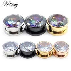 Alisouy 2PC Fashion Hot Product Stainless Steel Simple Design Ear Tunnels Plugs Body Piercing Jewelry Screw Ear Expanders Gauges