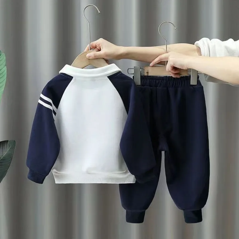 Boys' Sweater Set 2023 New Spring and Autumn Korean Edition Boys' Baby Sweater+Pants Set Children's Sports and Leisure Set