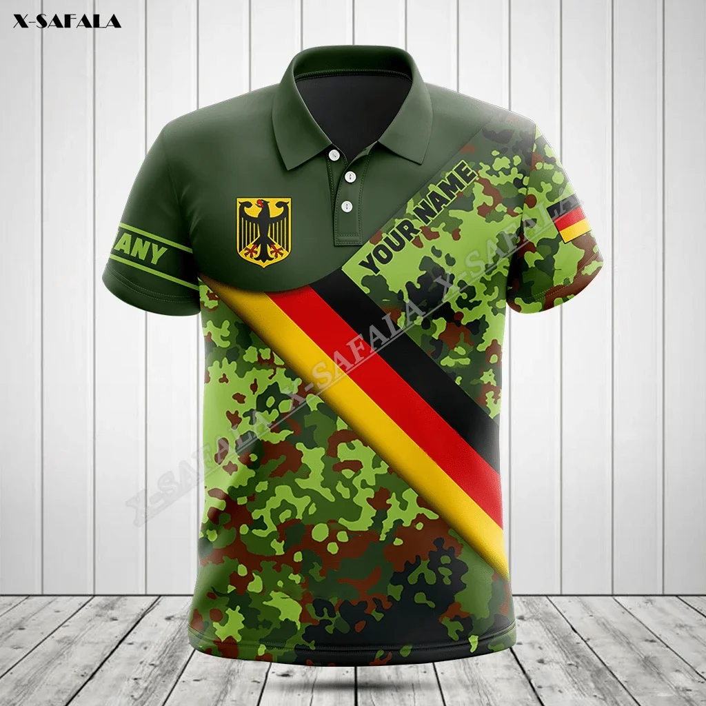 

Camo Army Veteran Germany Flag Eagle 3D Print Men's Adult Polo Shirt Collar Short Sleeve Top Tee High Quality Breathable