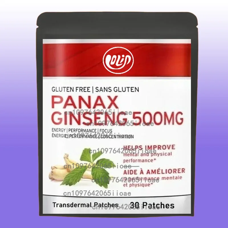

30 Patches Korean Red Panax Ginseng Transdermal Patches with Ginkgo Biloba Energy, Performance Focus for Men & Women
