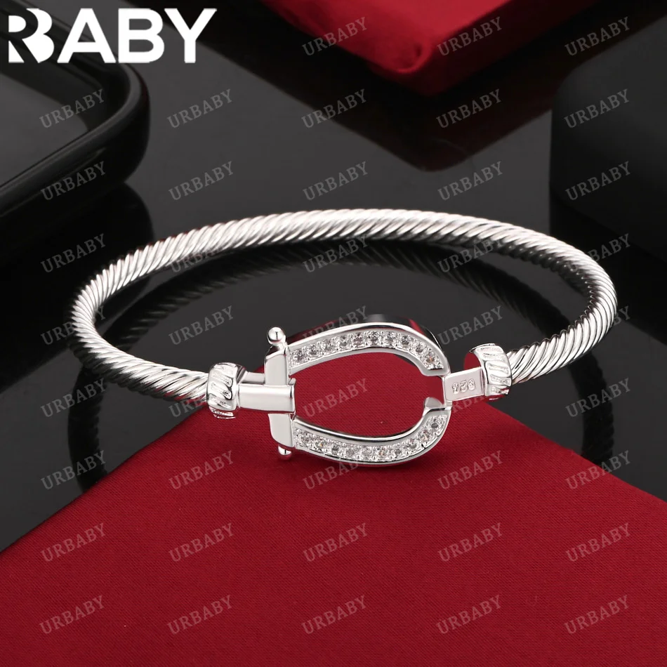 URBABY 925 Sterling Silver Bangle Rotating Thread Bracelet For Women Jewelry Fashion Party and Daily Wear