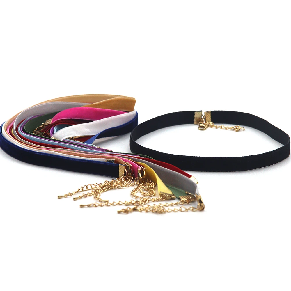 1Pcs/Set Retro Velvet Neck Strap Necklace Multi Color Women's Clavicle Chain Velvet Necklace Collar KC Accessories