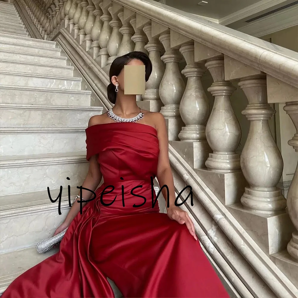 Robe de Bal Simple en Satin Rouge pour Femme, Élégante, Personnalisée, Longueur au Sol, VincFormelle, Peu importe