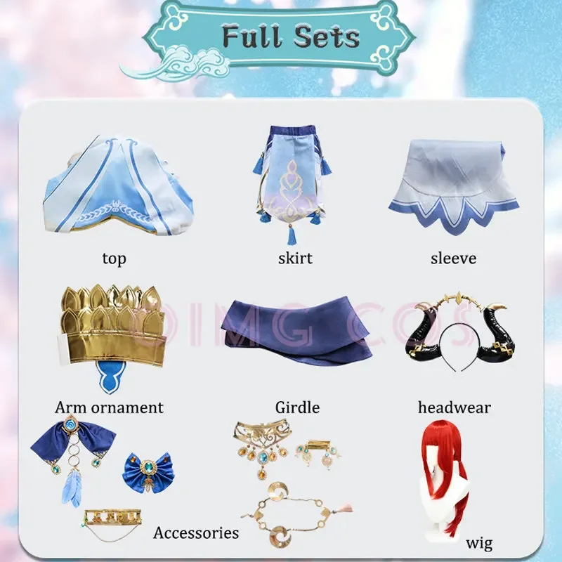 Nilou Costume Cosplay Genshin Impact parrucca uniforme di carnevale Anime costumi di Halloween gioco delle donne