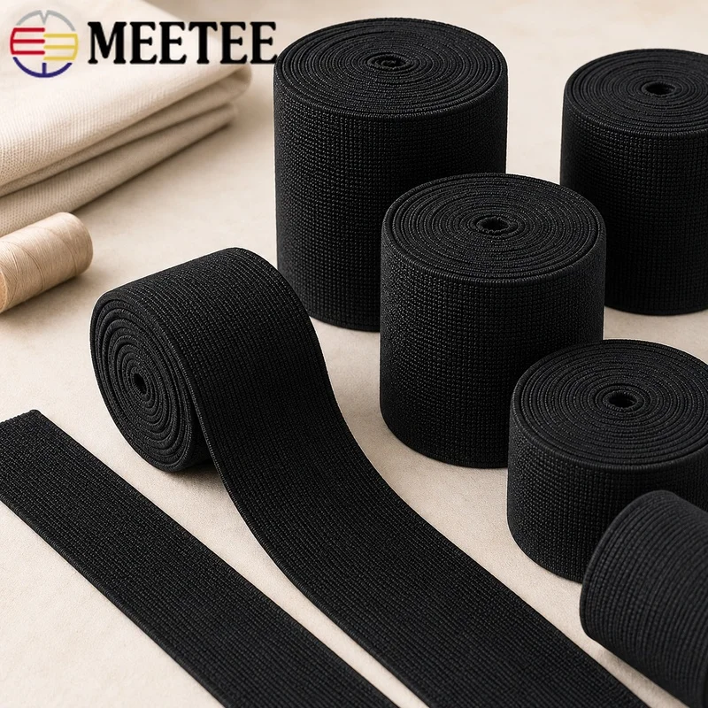 2M/5M/10M 10-80mm Flat Elastic Band Polyester Stretch Webbing for Underwear Waistband Pants Skirt Cuff Sportswear Repair Sewing