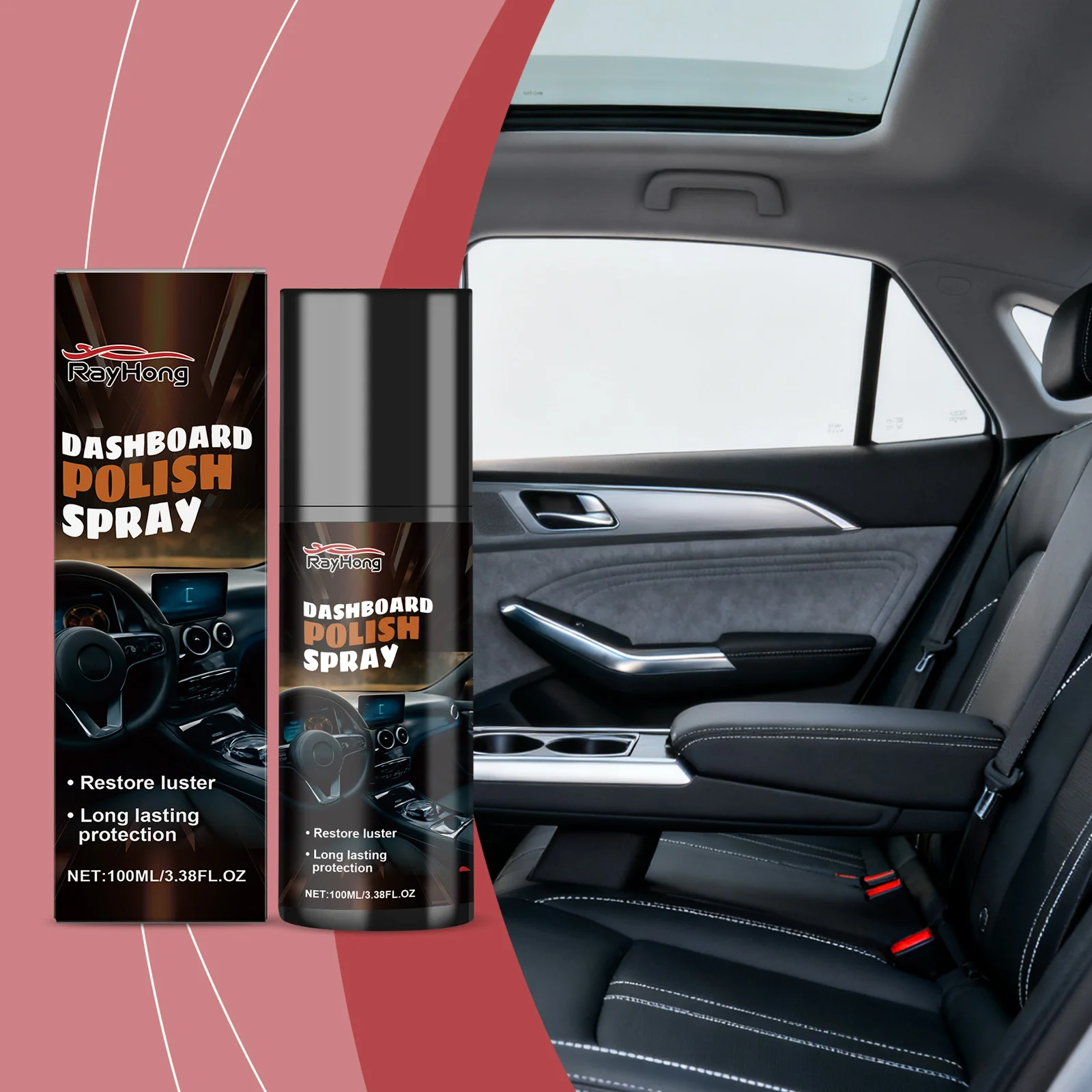 

Car Interior Polish Spray Dashboard Cleaner Help Reduce Dirt Renovate Daily Care for Leather Plastic Surfaces Enhance Shine