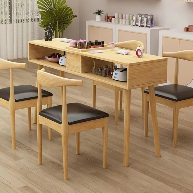 Meja Kuku Kayu Portabel Manikur Meja Profesional Perlengkapan Peralatan Penyimpanan Makeup Organizer Meja Salon Mesa Rias