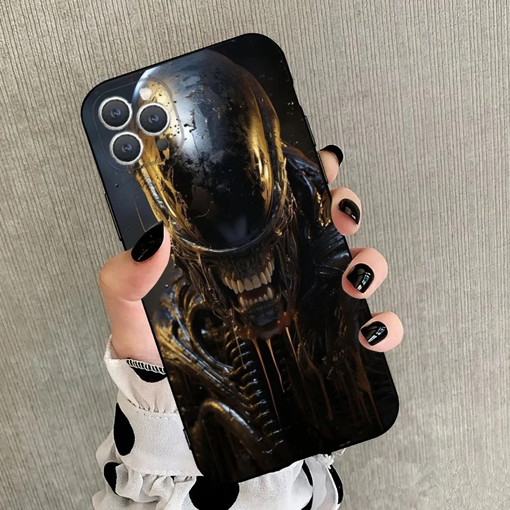 A-Alien X-Xenomorph   Phone Case For iPhone 15,14,13,12,11,Plus,Pro Max,XS,X,XR,SE,Mini,8,7 Soft Silicone Black Cover