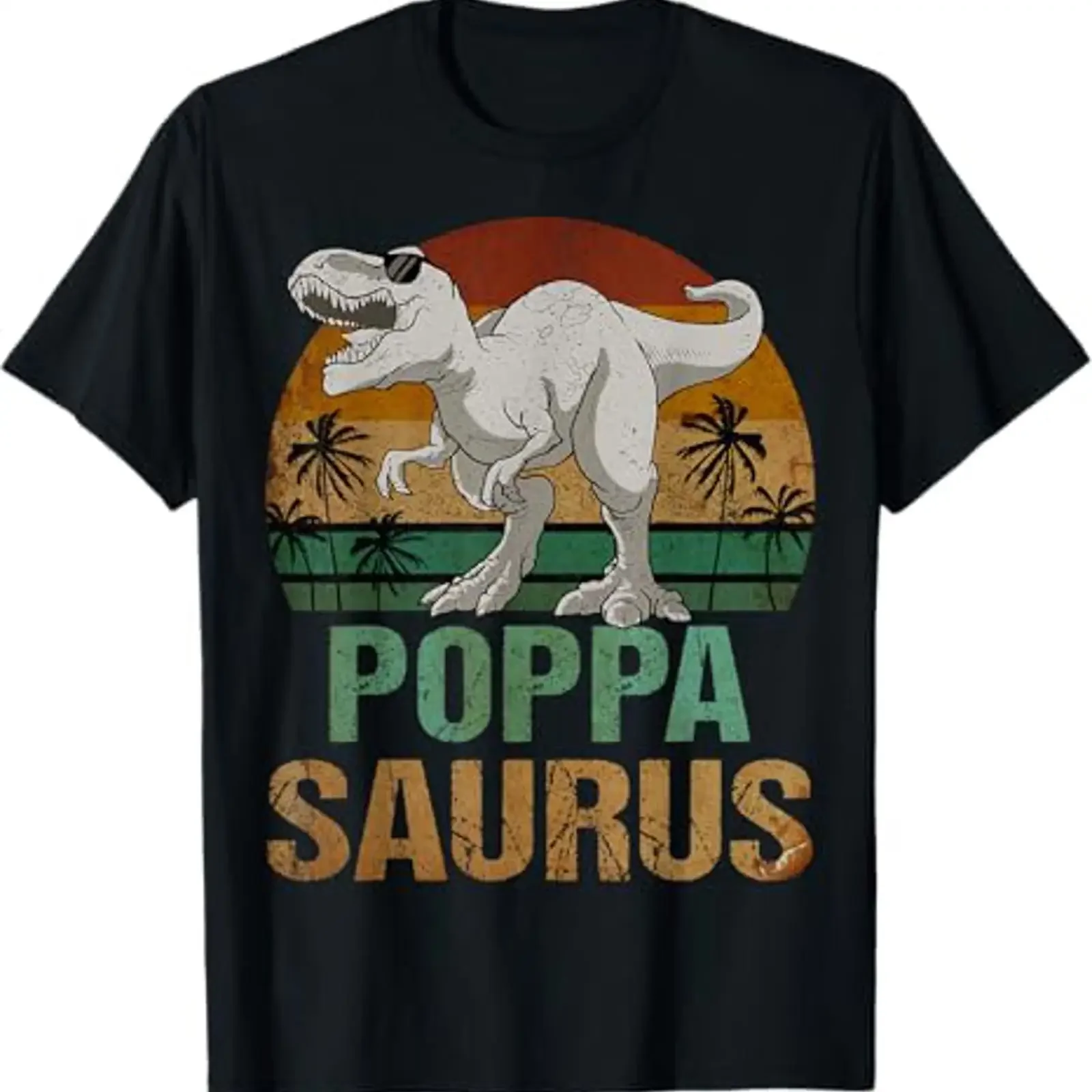 Poppasaurus T Rex Dinosaur Poppa Saurus Father's Day Shirt vintage Washed Top For Everyday Wear fashion Versatile Casual