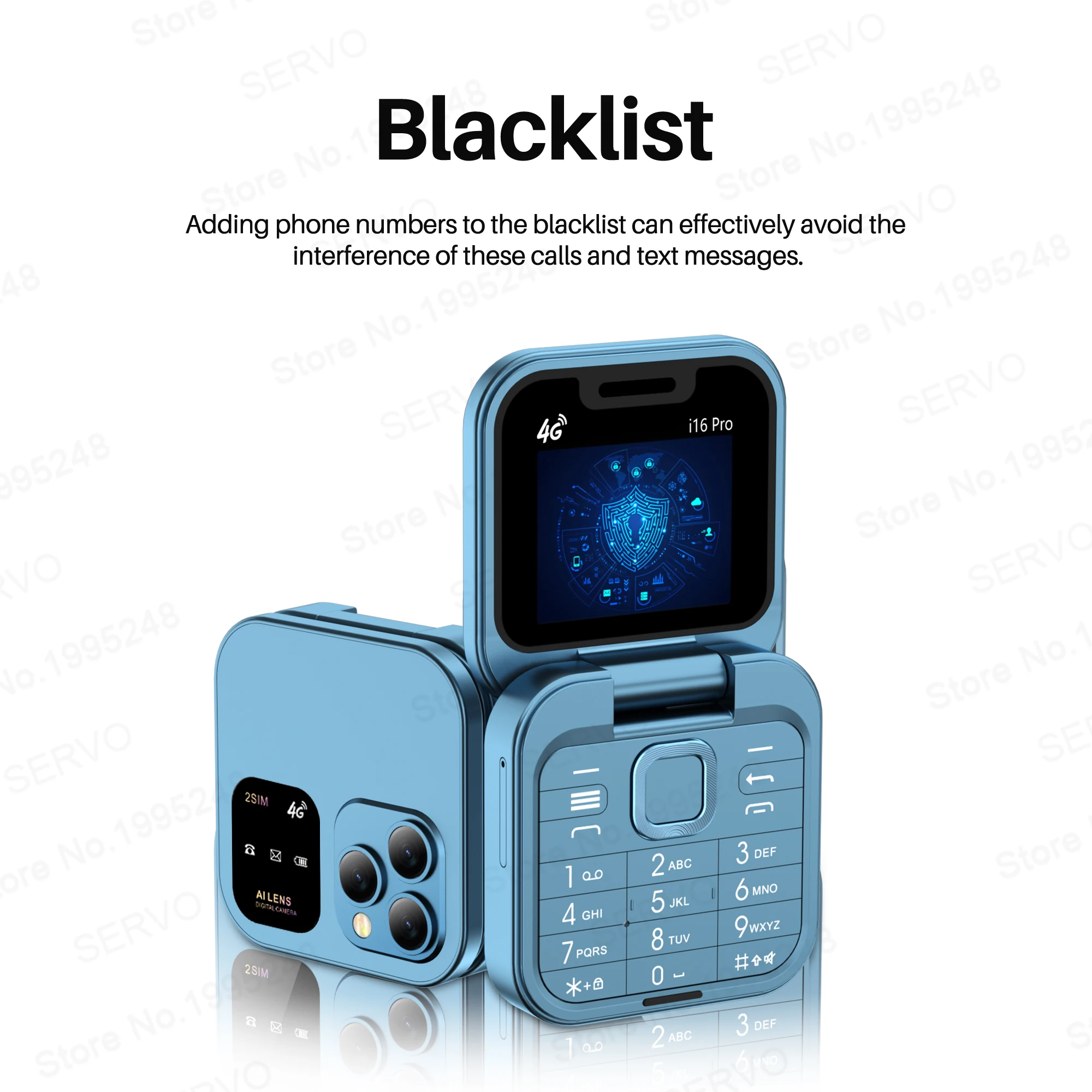 سيرفو i16 برو 2G GSM/4G LTE هاتف محمول صغير قابل للطي 2 بطاقة SIM سرعة الطلب ماجيك صوت مصباح يدوي 1.77 بوصة شاشة هاتف محمول قابل للطي