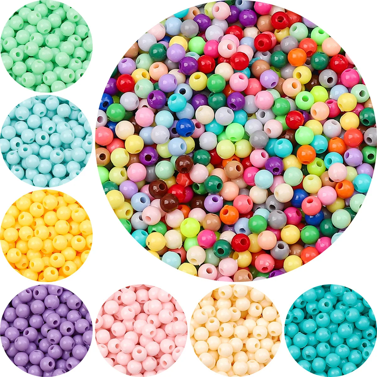 4mm Small Tiny 300Pcs Acrylic Seed Beads Colorful Solid Color Craft Loose Beads for Kits Jewelry Making Supplies DIY Findings