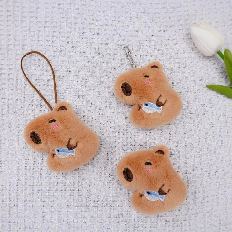 5Pcs Cartoons Anime Plush Capybara Accessories Cute There Is Sound Doll Pendant Bag Keychain Accessories Material Decompression