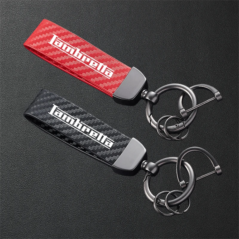 

For Lambretta G350 Special X300 V200 V-Special Barona V50 V125 200 Carbon Fiber Textured Leather Keychain Motorcycle Keyring