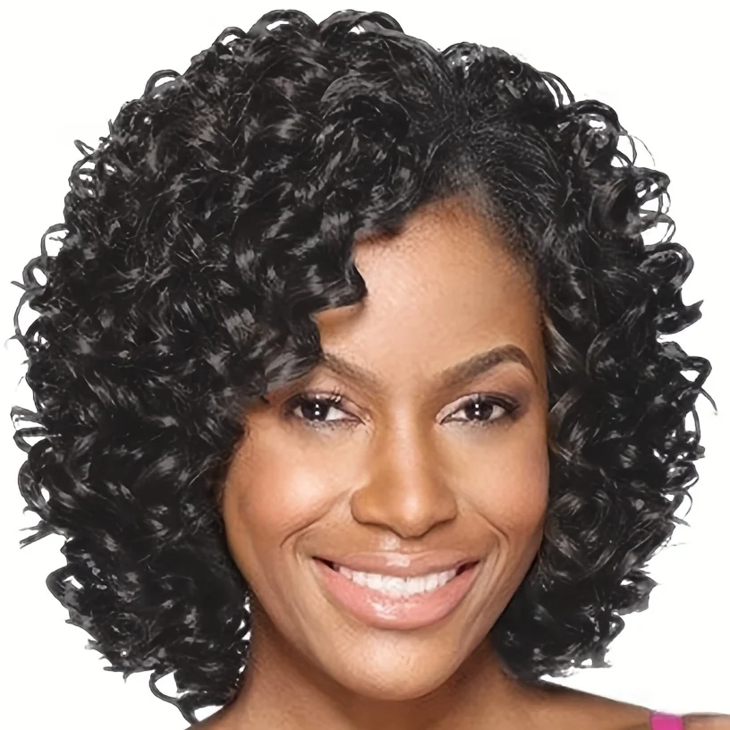 Short Bob Wig - 12-inch Brown and Black Combination, Heat-Resistant Synthetic Fiber, Women's Hair Replacement