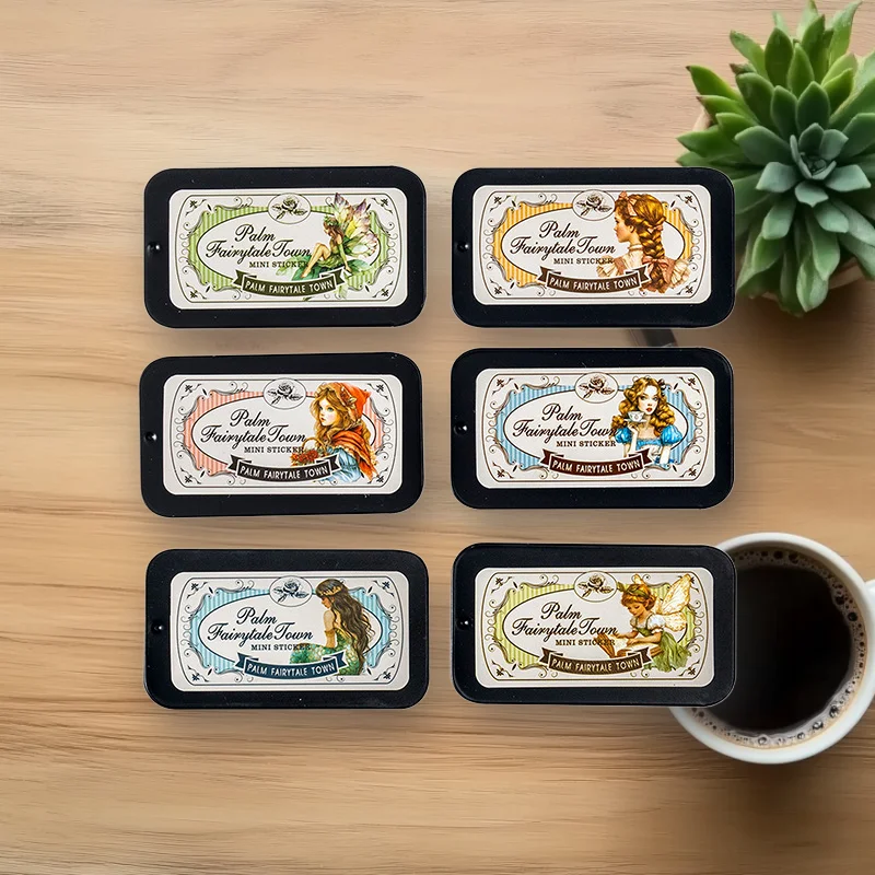 1 Packung/2 Packung Palm Fairy Town Series Miniaturlandschaft Winzige PET-Aufkleber für Tagebuchdekoration 6 Designs