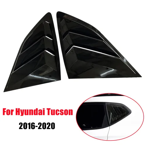 Par para Hyundai Tucson 2016-2020, cubierta de rejilla de cuarto para ventana trasera de coche, accesorios de pala embellecedora de persiana de ventilación lateral Exterior