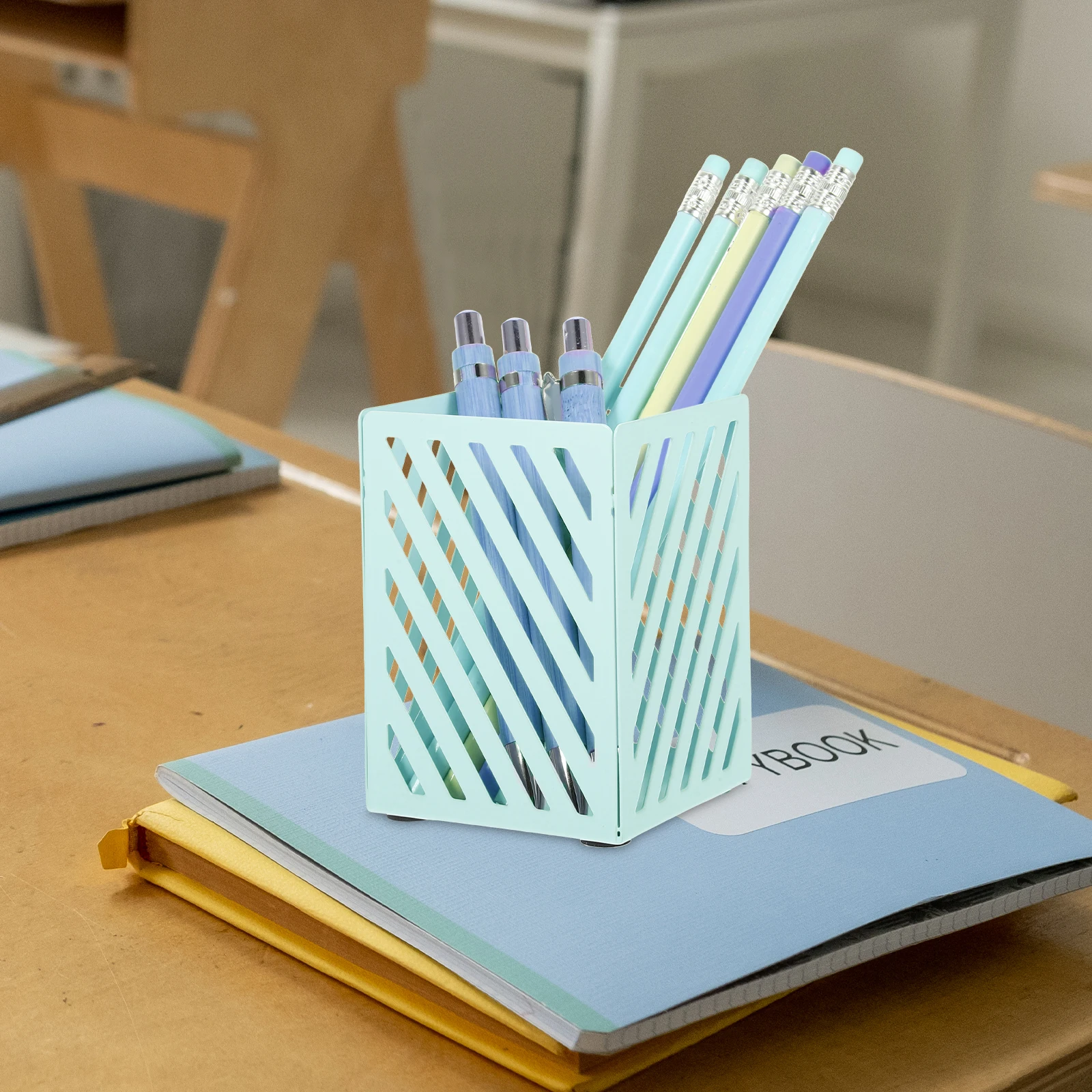 

Iron Pen Holder Makeup Brush Containers for Organizing Vanity Cute Desk Mesh Small