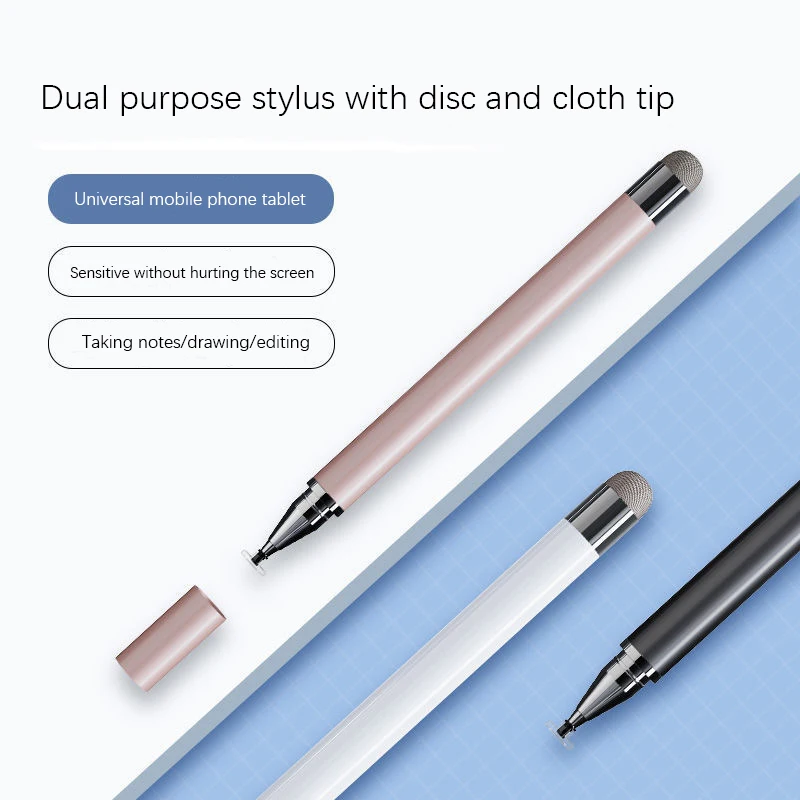 1Pc Rose Gold Dual Head Fiber Cloth Touch Pen,Capacitive Screen Touch Pen,For laptops desktops,School Office Supplies Stationery