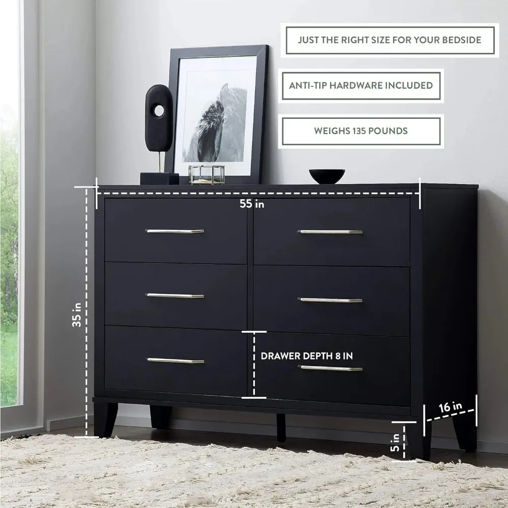 Modern Design-Easy Assembly, Morden Storage Dresser with Handles,for Bedroom,Living Room,Black,White Dresser