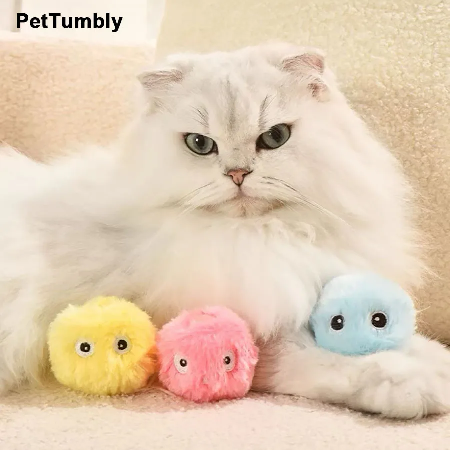Smart Cat Toys Interactive Ball Plush Electric Catnip Training Toy Kitten Touch Sounding Pet Product Squeak Toy Ball Cat Supplie